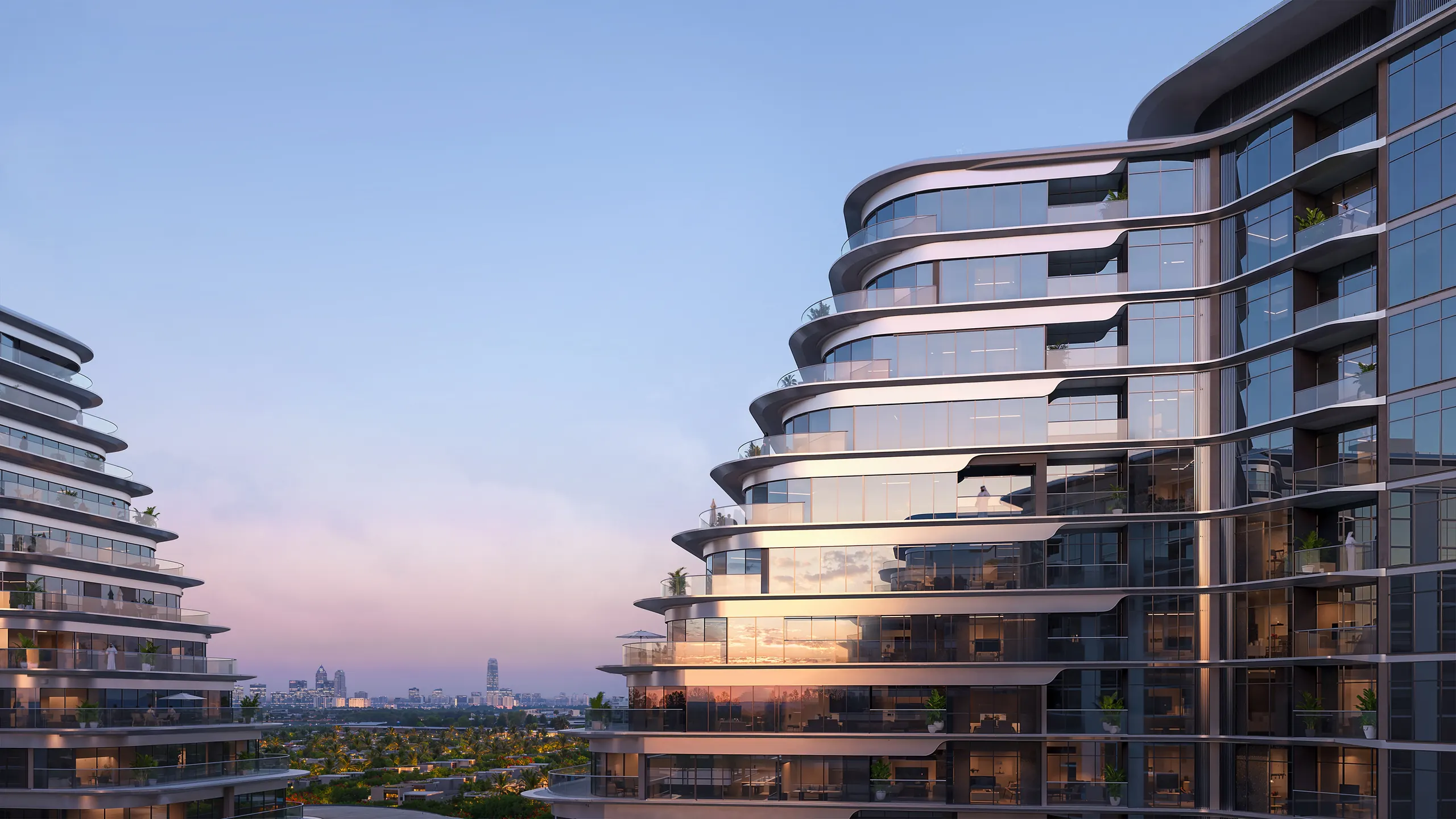Cascada terraces at sunset, Waada Dubai South